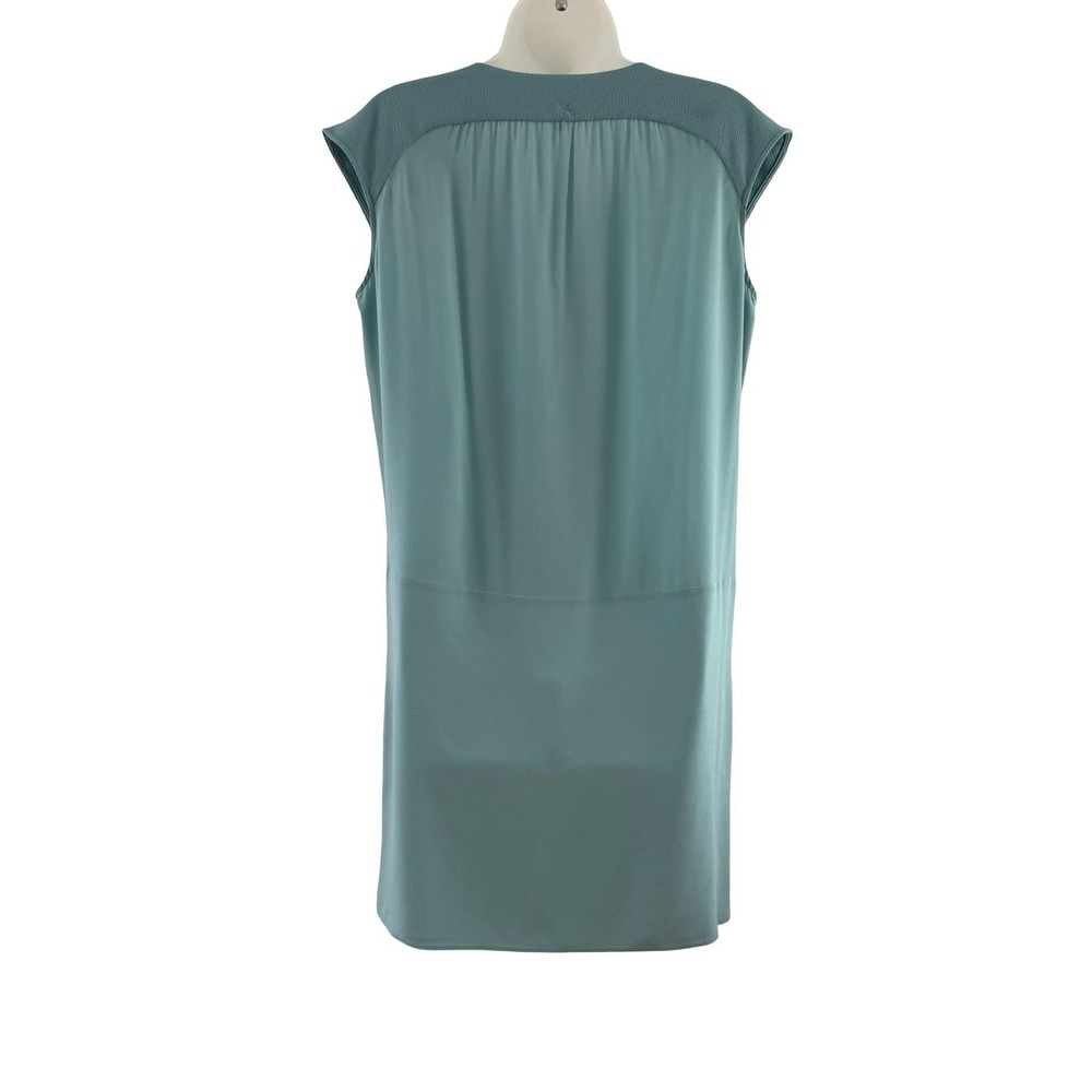 Comptoir Des Cotonniers Dress Womens 2 Mint Aqua Silk V Neck Shift Pockets Work - Picture 7 of 16